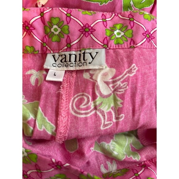 Women's Vanity Collection Pant Monkey Palm Tree Pink Green FUN Cargo Beads Large - Picture 11 of 13